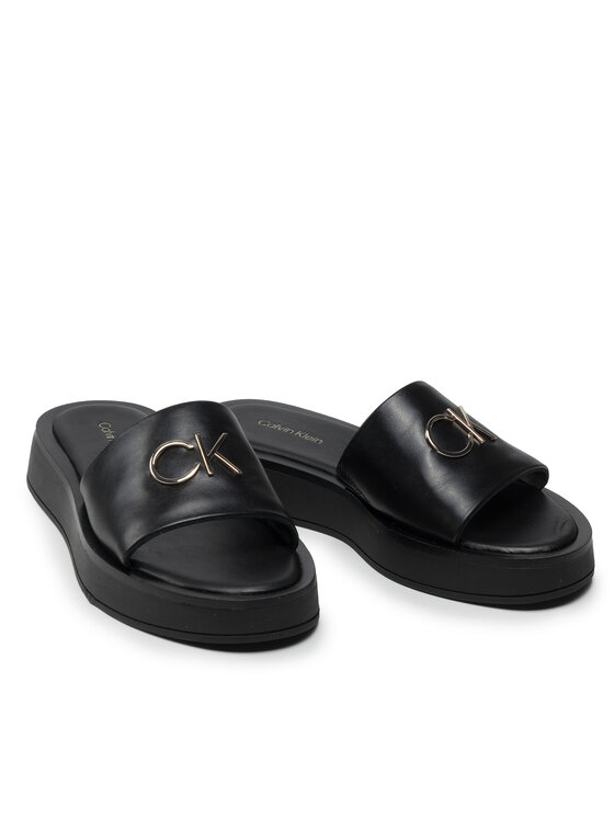 Calvin Klein Šľapky Calvin Klein Flatform Slide W/Hdw HW0HW01158 Čierna