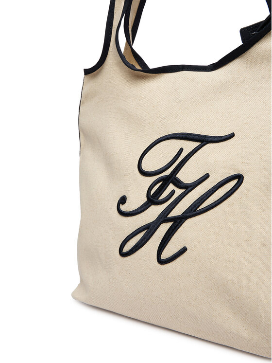 Tommy Hilfiger Дамска чанта Tommy Hilfiger Th Summer Tote Canvas AW0AW18398 Бял