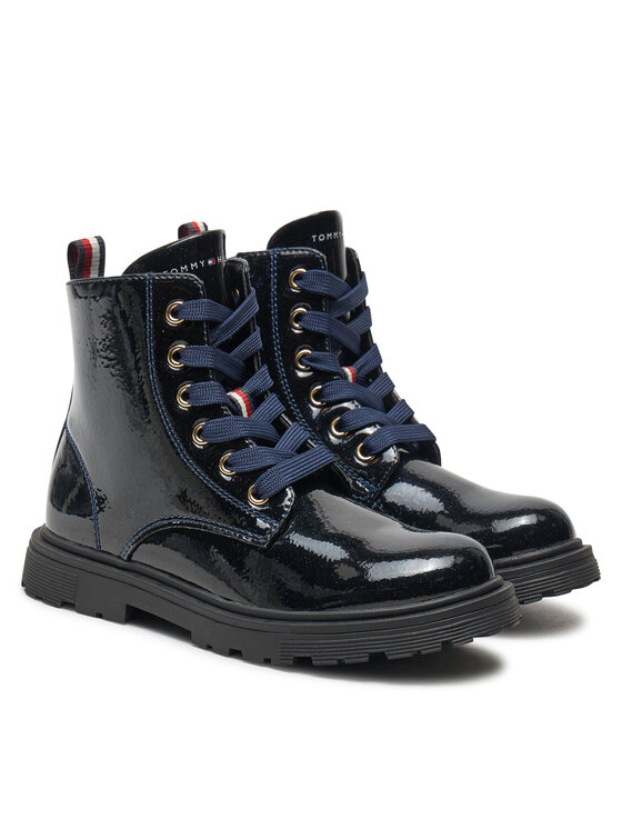 Tommy Hilfiger Cizme Tommy Hilfiger Lace-Up Bootie T1A5-33564-1237 S Bleumarin