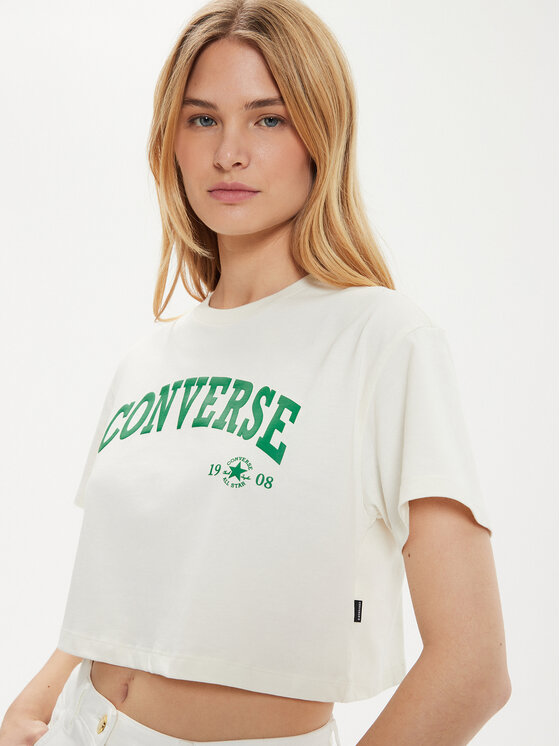Converse Converse Póló W Retro Chuck Cropped Tee 10027151-A03 Ekru Regular Fit