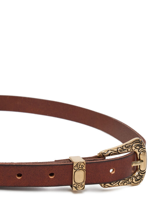 ONLY Pasek Damski ONLY Onlty Slim Leather Wester Jeans Belt Acc 15338269 Brązowy