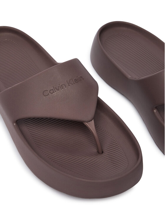 Calvin Klein Japonki Calvin Klein One Piece Eva Flip Flop Thong HW0HW02957 Brązowy