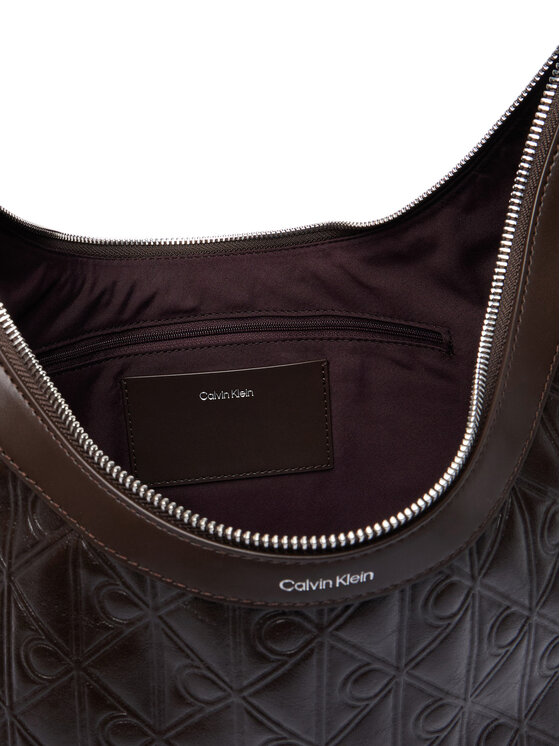 Calvin Klein Torbica Calvin Klein Emblem Aop Debossed Medium Shbag LV04F3875G Smeđa