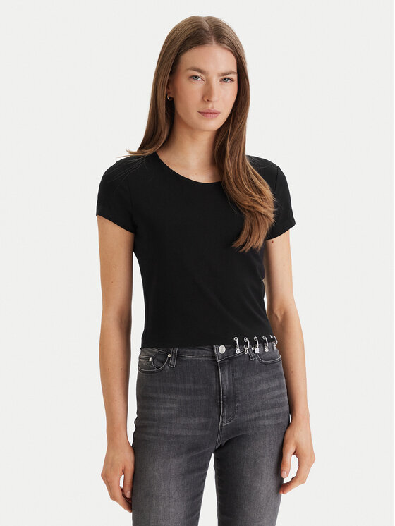 Guess Guess Футболка W6GP11 K2933 Чорний Regular Fit