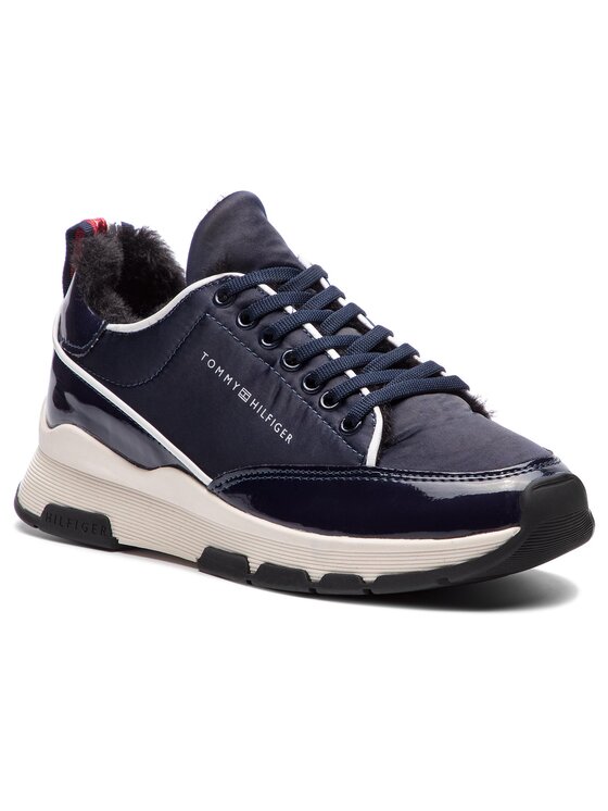 Tommy Hilfiger Laisvalaikio batai Tommy Hilfiger Cool Technical Satin Sneaker FW0FW03970 Tamsiai mėlyna