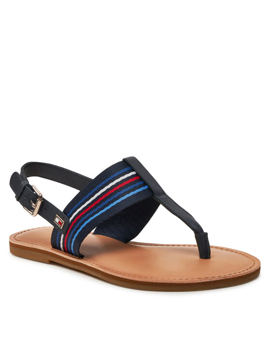Tommy Hilfiger Basutės Tommy Hilfiger Flat Sandal Stripes FW0FW07924 Tamsiai mėlyna