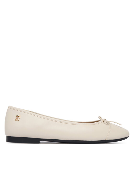 Tommy Hilfiger Ballerine Tommy Hilfiger Hilfiger Smooth Lthr Ballet FW0FW09241 Écru