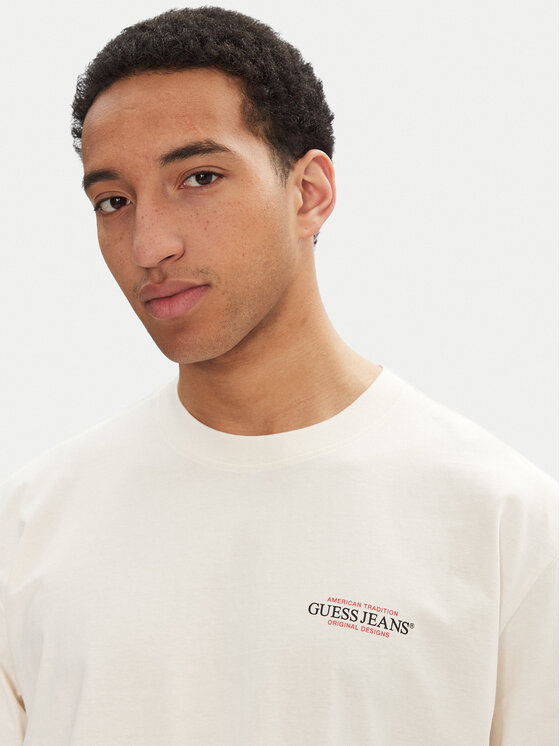 Guess Jeans Guess Jeans Marškinėliai M4BI75 K8FQ4 Écru Overshirt Fit