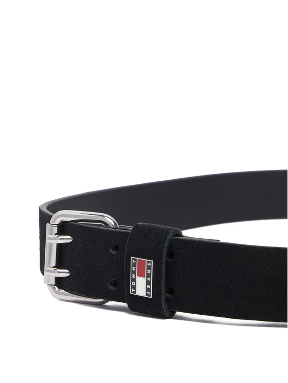 Tommy Jeans Pásek Tommy Jeans Tjw Square 3.0 Suede AW0AW19300 Černá
