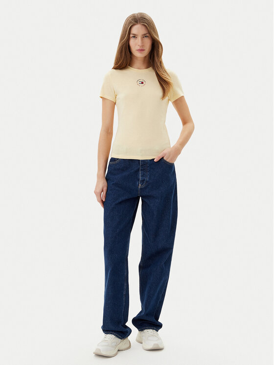 Tommy Jeans Tommy Jeans Majica Essential DW0DW20316 Rumena Slim Fit