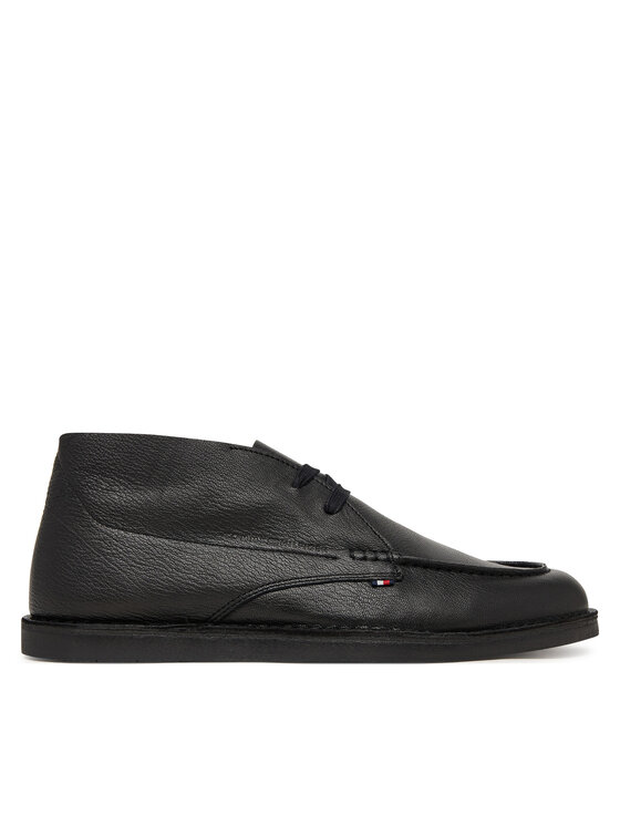Tommy Hilfiger Īsi apavi Tommy Hilfiger Hilfiger Stitchdown Tbl Lth Chuk FM0FM05743 Melns