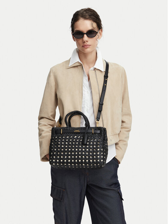 Tommy Hilfiger Borsetta Tommy Hilfiger American Icon Mini Tote Braided AW0AW18734 Nero
