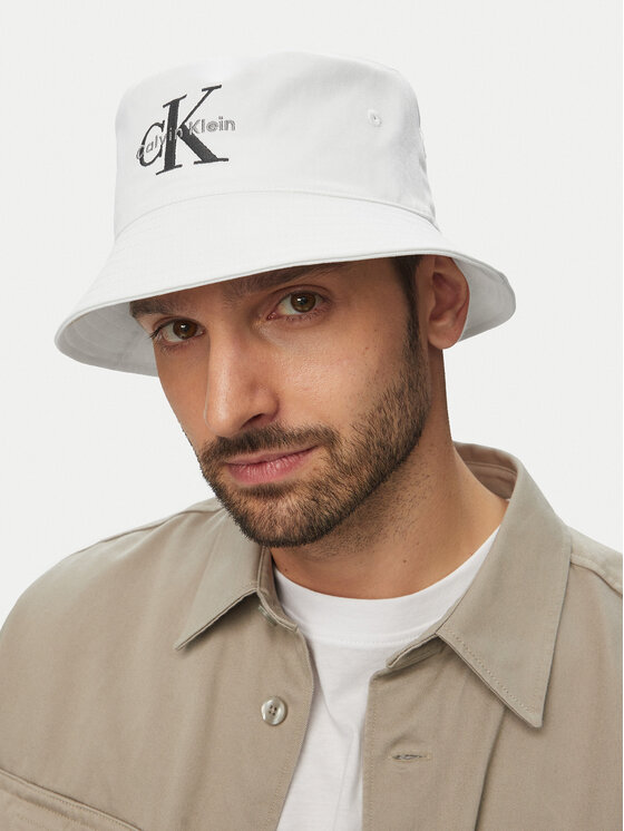 Calvin Klein Pălărie Calvin Klein Monologo Embroidery Bucket Hat LV04G5020G Alb
