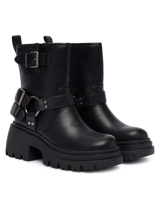 Buffalo Īsie zābaki Buffalo Bravr Biker Lo 1220067 Melns