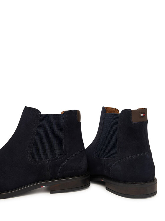 Tommy Hilfiger Členková obuv s elastickým prvkom Tommy Hilfiger Corporate Dressy Suede Chelsea FM0FM05953 Tmavomodrá