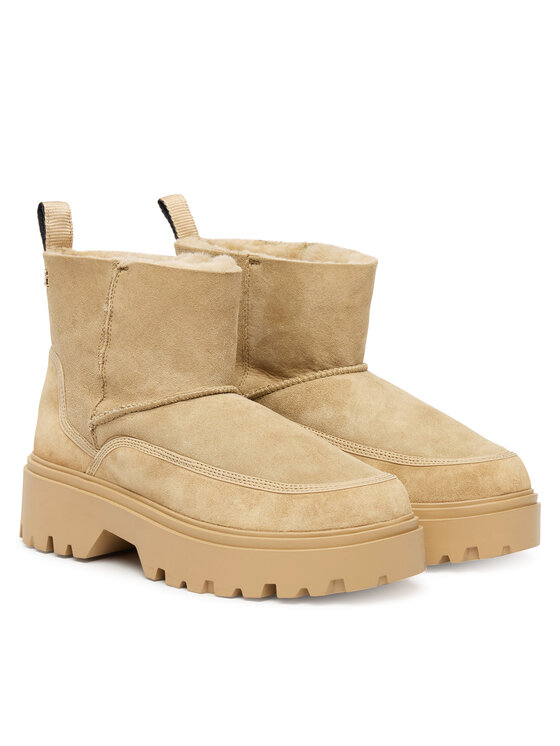 Tommy Hilfiger Cizme de zăpadă Tommy Hilfiger Real Shearling Pullon FW0FW08997 Bej