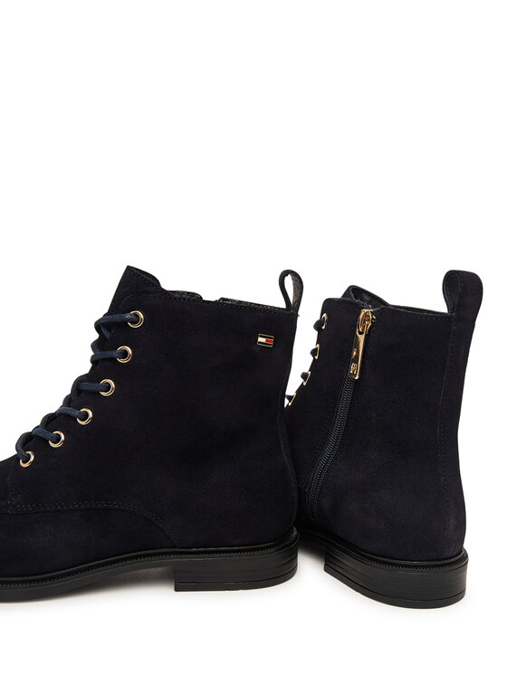 Tommy Hilfiger Trzewiki Tommy Hilfiger Enamel Flag Suede Lace-Up Boot FW0FW09681 Granatowy
