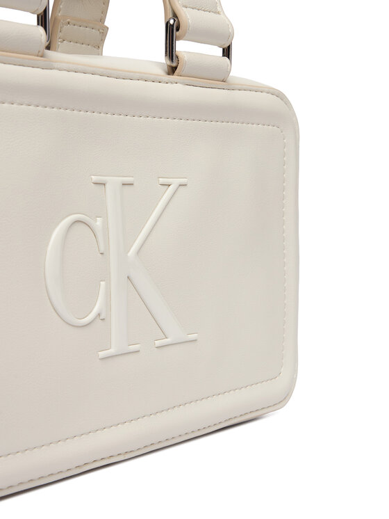 Calvin Klein Rankinė Calvin Klein Bold Ck Elongated Mini Tote LV04F3411G Balta