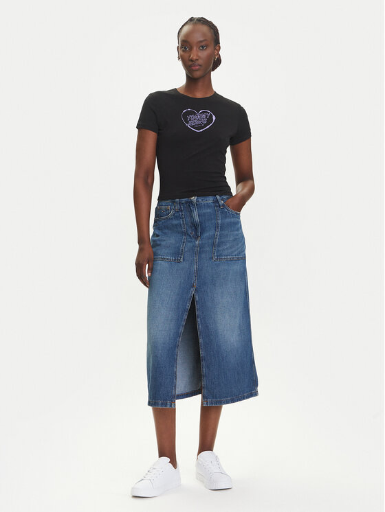 Tommy Jeans Tommy Jeans Póló Heart DW0DW21390 Fekete Slim Fit