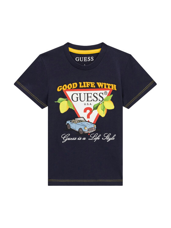 Guess Guess Футболка N6GI07 K8HM4 Cиній Regular Fit