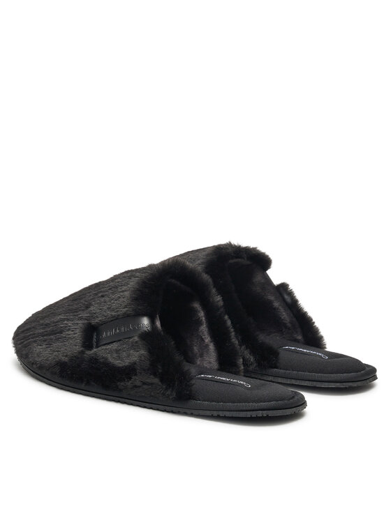 Calvin Klein Jeans Пантофи Calvin Klein Jeans Hotel Slipper Fur After Glow YW0YW01593 Черен
