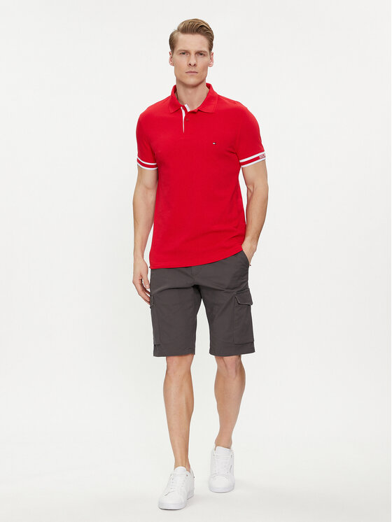 Tommy Hilfiger Tommy Hilfiger Polo majica Monotype MW0MW34737 Rdeča Slim Fit