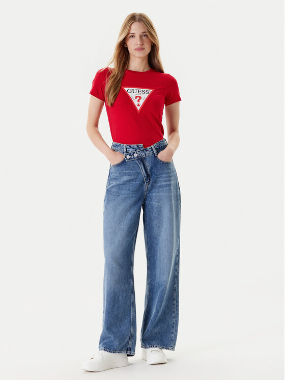 Guess Jeans Guess Jeans Marškinėliai W4YI04 J1314 Raudona Slim Fit