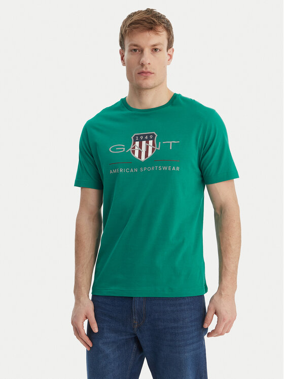 Gant Gant T-shirt Archive Shield 2003199 Verde Regular Fit