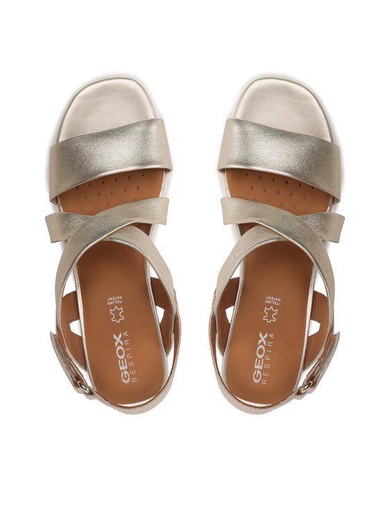 Geox Ragazza D Spherica Ec6 A Wedge Sandal, Lt Gold., 36 EU