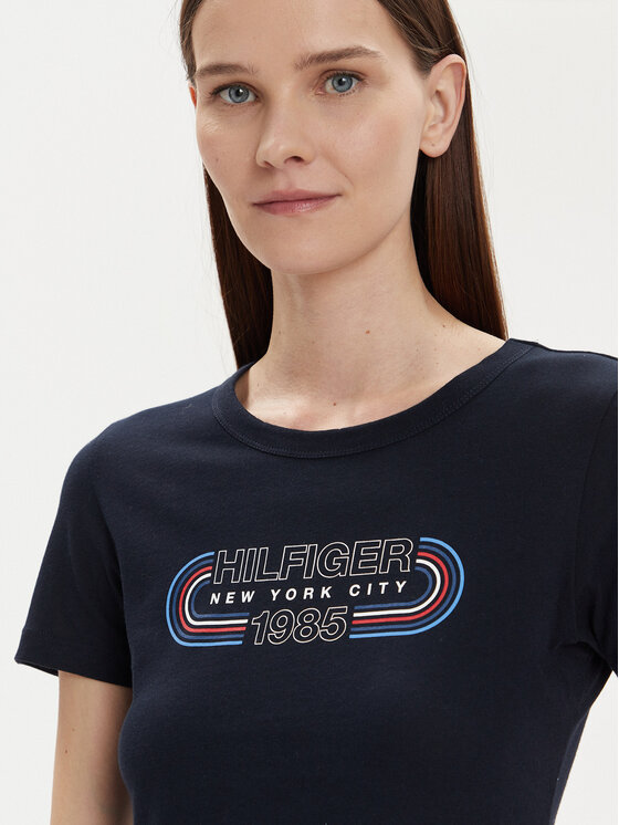 Tommy Hilfiger Tommy Hilfiger Camiseta Archive Track WW0WW41203 Azul marino Slim Fit