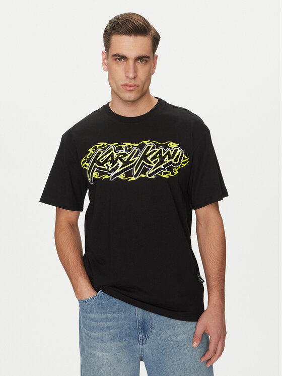 Karl Kani Karl Kani T-shirt Woven Signature Heat 60300355 Nero Regular Fit