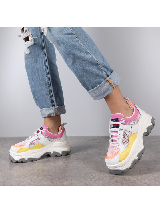 Tommy Jeans Sneakers Tommy Jeans Recycled Mesh Flatform Shoe EN0EN00808 Bianco