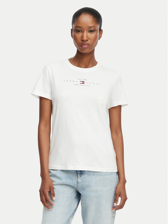 Tommy Jeans Tommy Jeans Camiseta Linear Ss Tee DW0DW22789 Crema Regular Fit