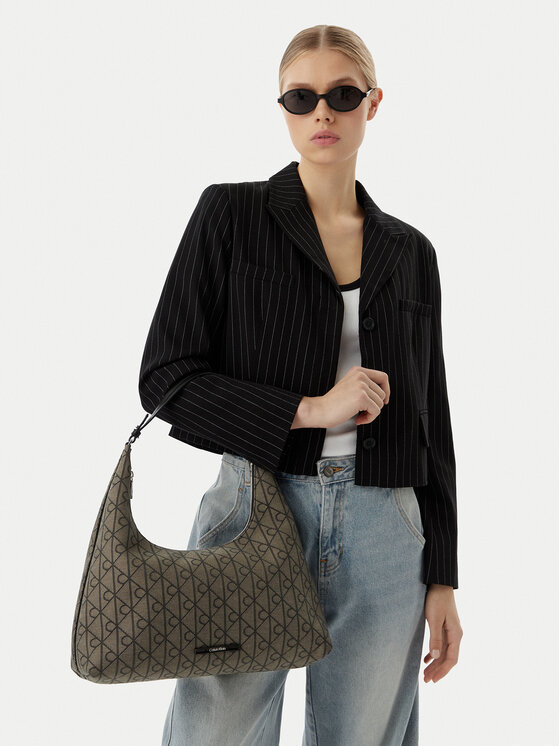 Calvin Klein Ročna torba Calvin Klein Emblem Jacquard LV04F3635G Khaki