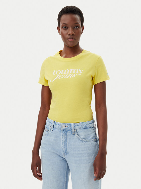 Tommy Jeans Tommy Jeans T-shirt Essential DW0DW19447 Giallo Slim Fit