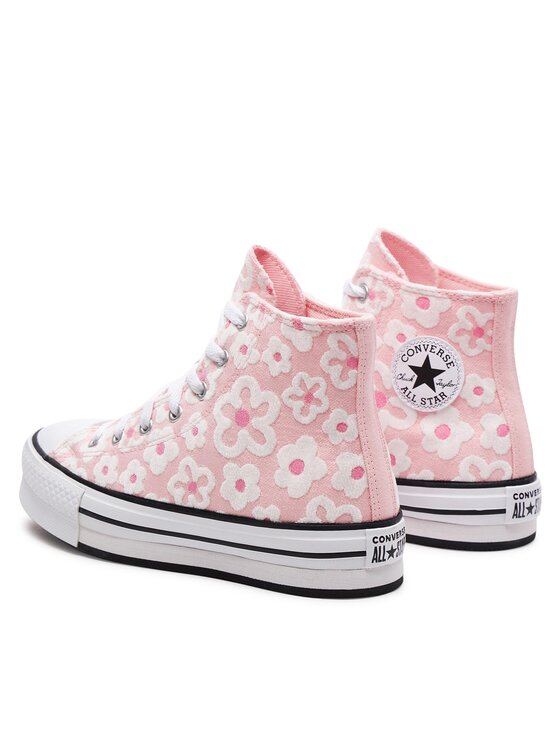 Converse Kedas Converse Chuck Taylor All Star Lift Platform Flower Embroidery A06324C Rozā