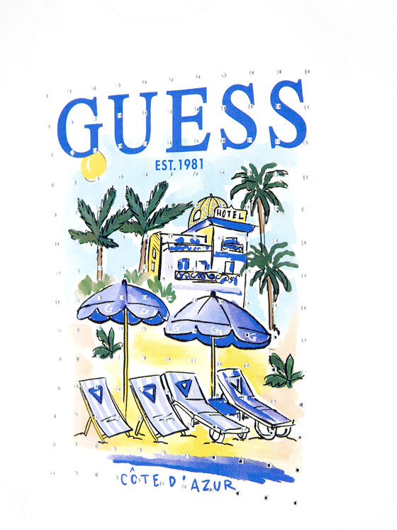 Guess Guess Top J6GI12 K8HM4 Blanco Regular Fit