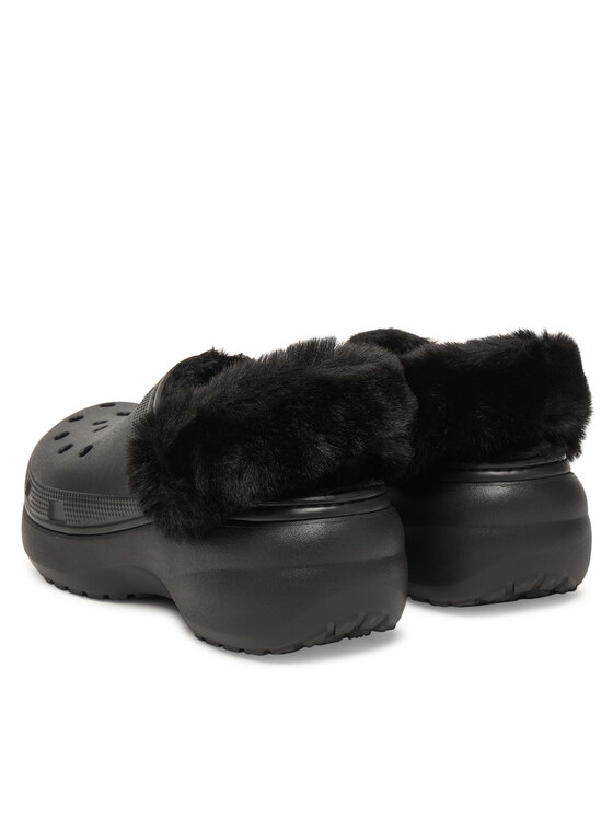 Crocs Шльопанці Crocs Classic Platform Fuzz Lined Clog 212854 Чорний