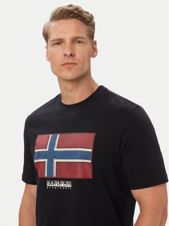Napapijri Napapijri Camiseta S-Flag Tiki Ss NP0A8A6I9411 Negro Regular Fit