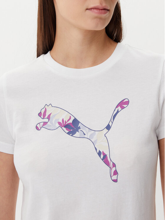 Puma Puma T-Shirt Floral Cat 685081 Λευκό Regular Fit