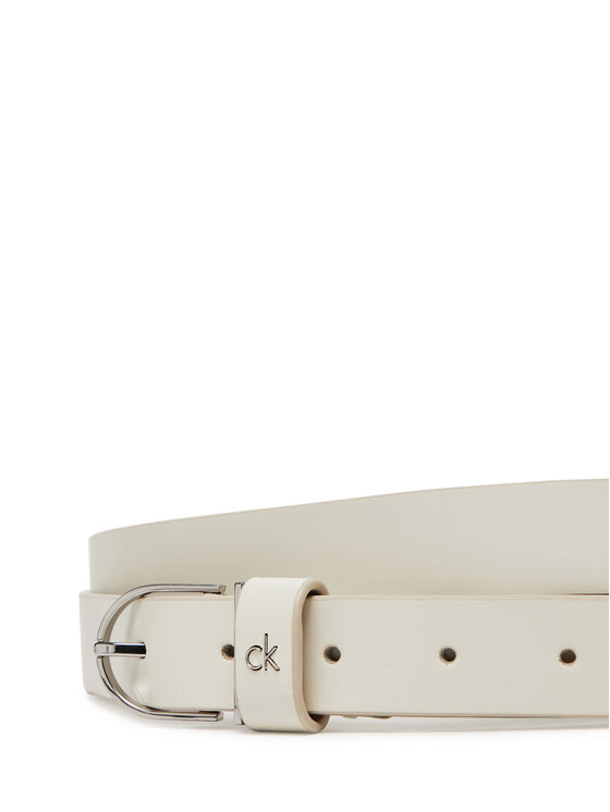 Calvin Klein Cinturón para mujer Calvin Klein Ck Metal Loop Round Buckle 2.5 K60K613147 Blanco