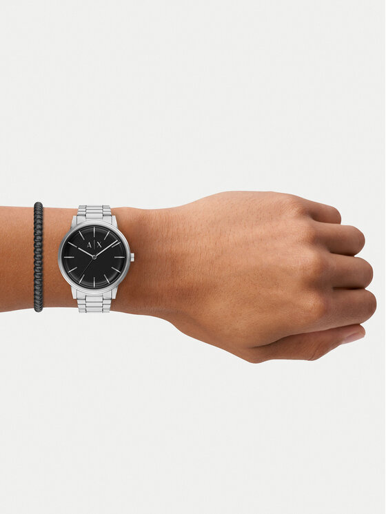 Armani Exchange Set ura in zapestnica Armani Exchange Cayde Gift Set AX7182SET Srebrna
