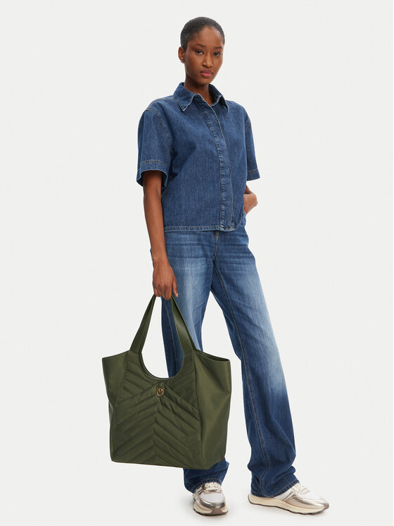 PINKO Kabelka PINKO Tote Bag Puzzle 104536 A1EU Z99Q Zelená