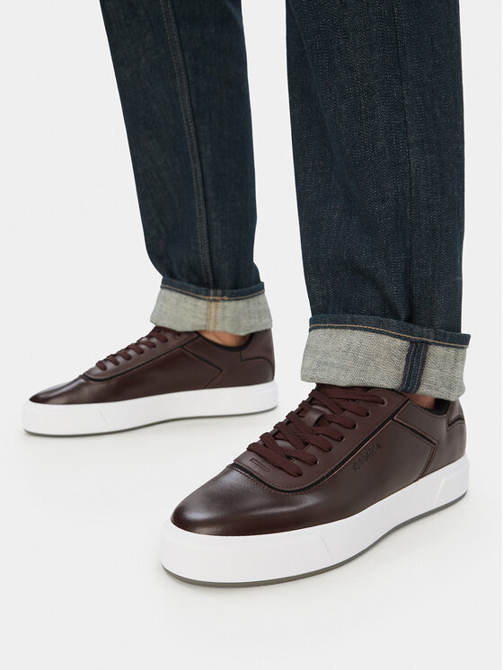 Calvin Klein Sneakersy Calvin Klein Basket Cups Oxf Lth-Neo HM0HM02204 Brązowy ciemny