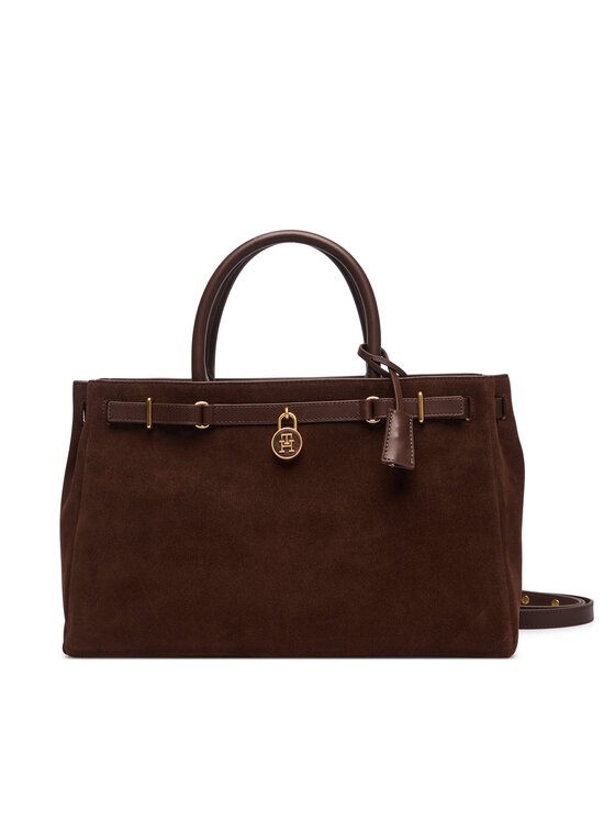 Tommy Hilfiger Geantă Tommy Hilfiger American Icon Tote Suede AW0AW19216 Maro