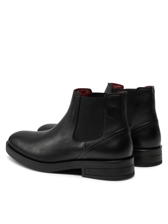 Tommy Hilfiger Členková obuv s elastickým prvkom Tommy Hilfiger Premium Hilfiger Tl Lth Chelsea FM0FM05185 Čierna