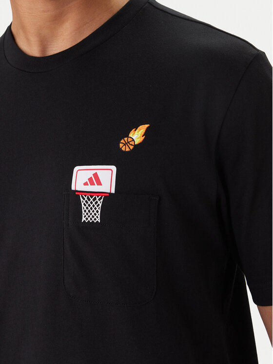 adidas adidas Camiseta Mini Embroidery Basketball Graphic KB2526 Negro Regular Fit