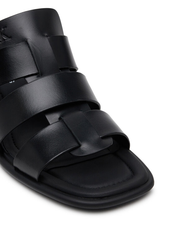 Calvin Klein Jeans Şlapi Calvin Klein Jeans Heel Square Mg Lth YW0YW01702 Negru