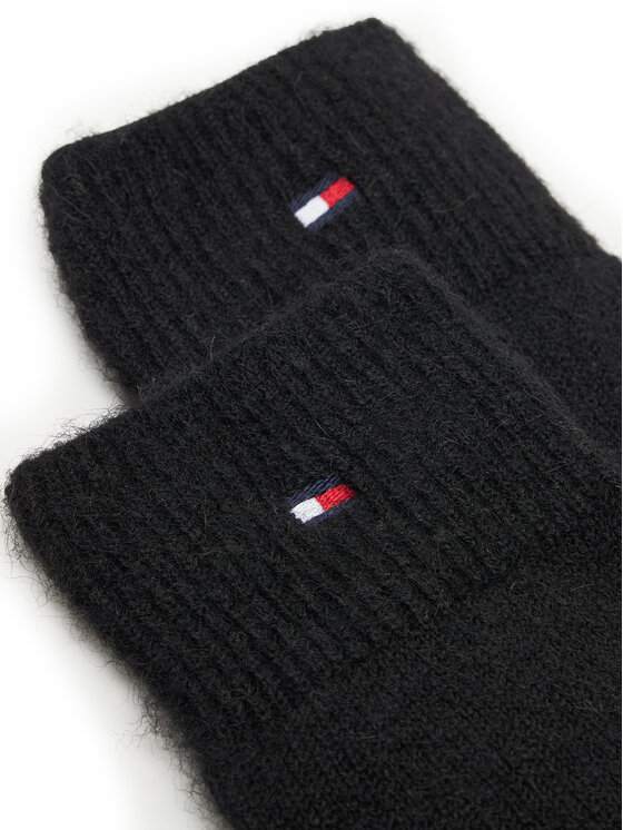 Tommy Hilfiger Dámské rukavice Tommy Hilfiger Flag Fluffy AW0AW17797 Černá