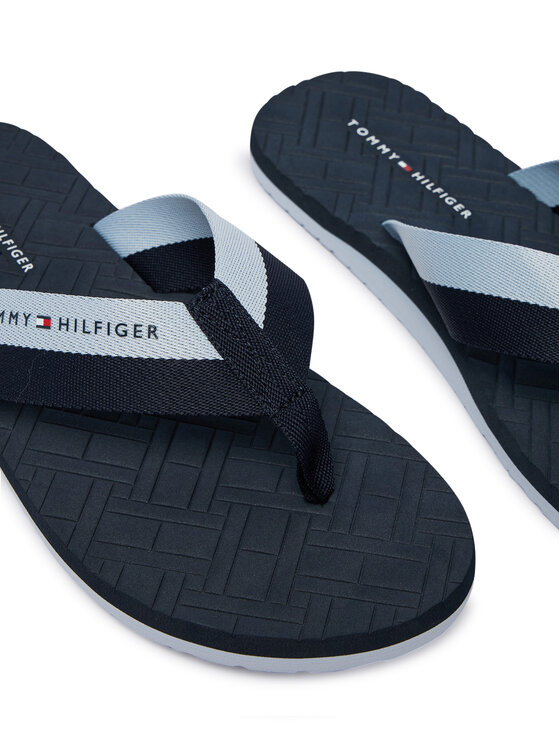 Tommy Hilfiger Čības uz pirksta Tommy Hilfiger Webbing Strap Flag Embossed FM0FM05807 Tumši zils